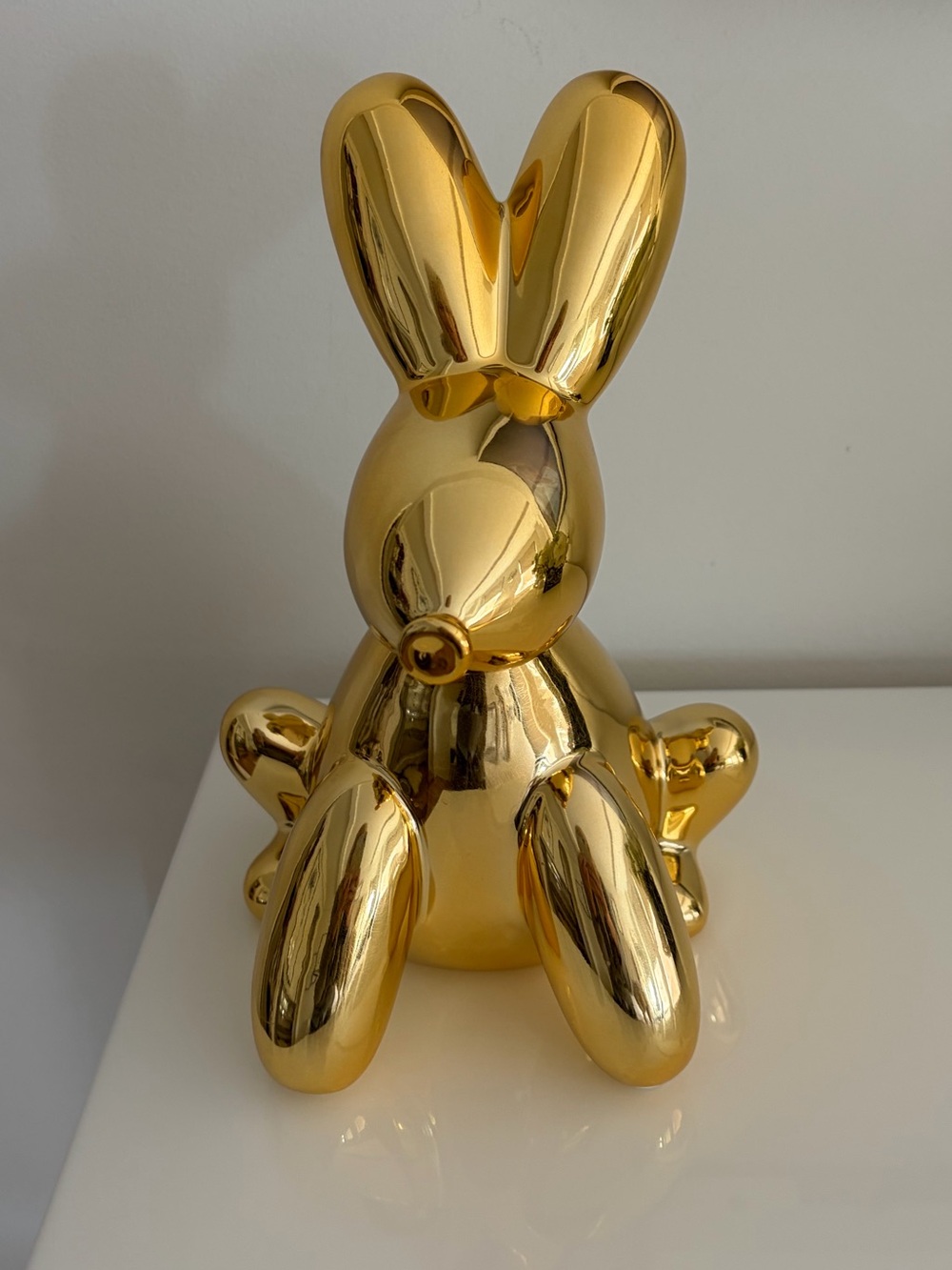 Gold Balloon Bunny Coin Bank Ceramic Rabbit Decor 10” high, 6”long